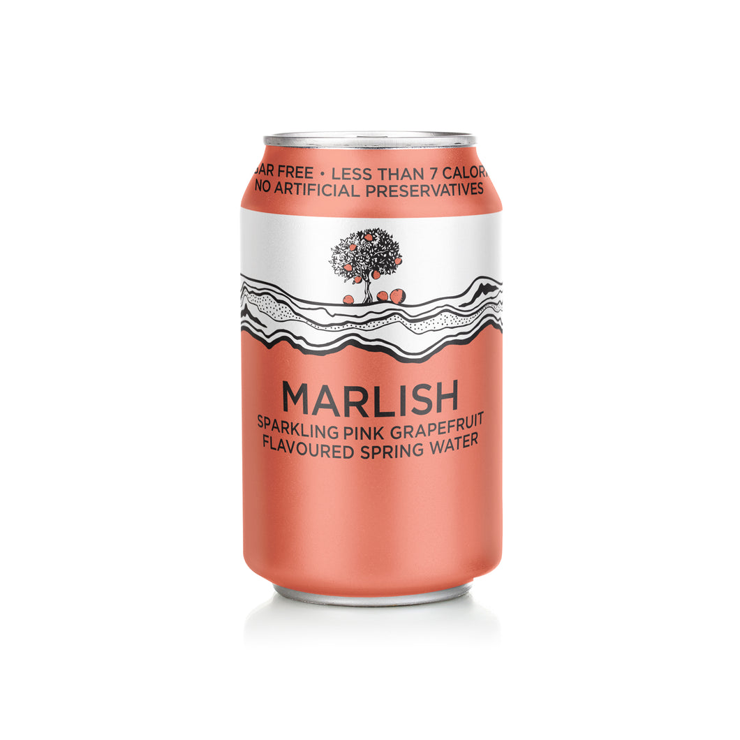 Marlish Sparkling Pink Grapefruit Flavoured Spring Water Can 24 x 330ml