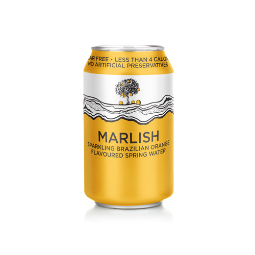 Marlish Sparkling Brazilian Orange Flavoured Spring Water Can 24 x 330ml