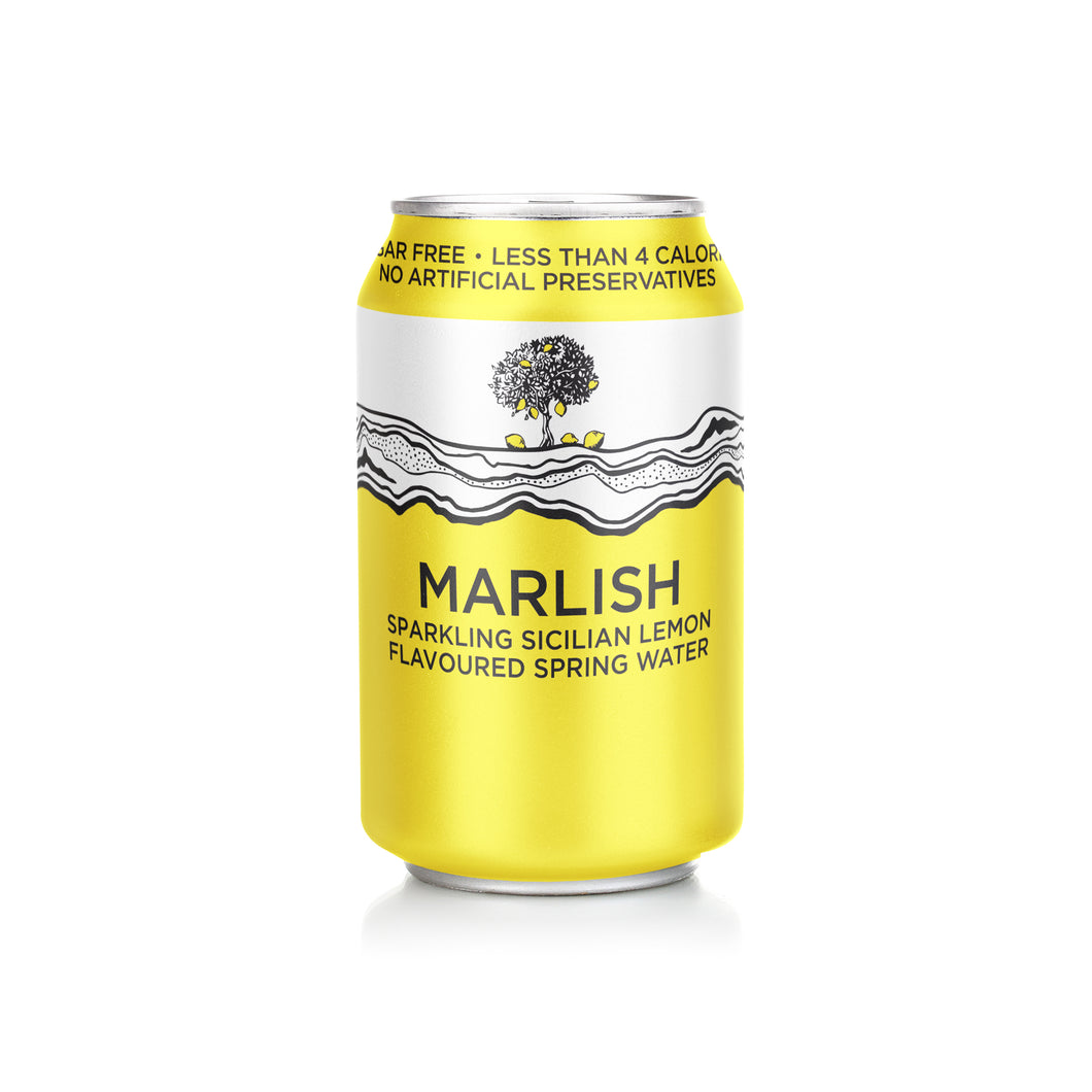 Marlish Sparkling Sicilian Lemon Flavoured Spring Water Can 24 x 330ml